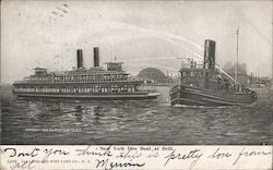 New York Fire Boat at Drill Postcard