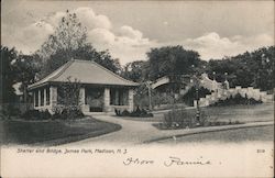 Shelter and Bridge, James Park Madison, NJ Postcard Postcard Postcard