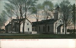 Indian Convent and Church Indian Island, ME Postcard Postcard Postcard