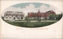 State Normal School and Library Postcard