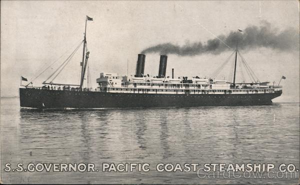 S.S. GOVERNOR. PACIFIC COAST STEAMSHIP CO. Boats, Ships