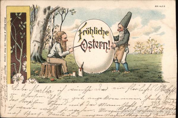 Two Gnomes Painting an Egg Easter