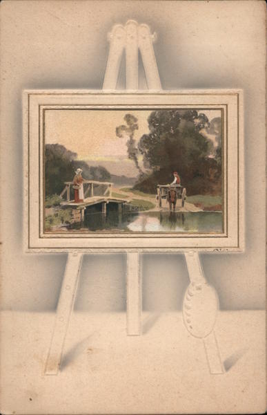 Painting of Bridge Over Stream Art