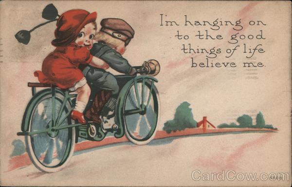 I'm Hanging on to the Good Things of Life Believe me. - A Little Boy and Girl on a Motorcycle