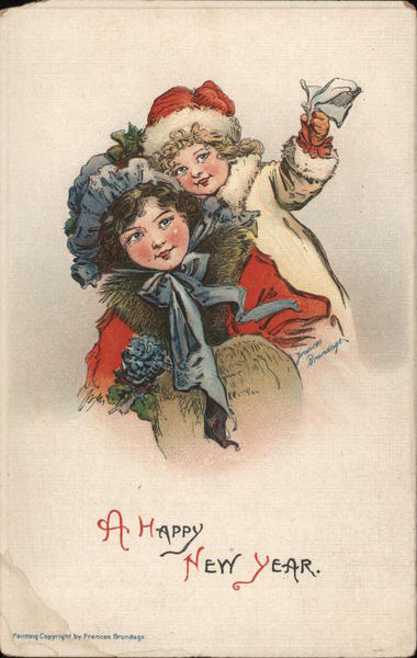 A Happy New Year - 2 Girls Hugging Each Other Frances Brundage