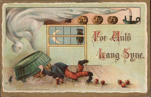 For Auld Lang Syne: Man Tipping Over Water Barrel of Apples