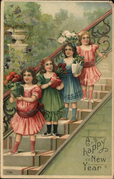 A Happy New Year - Four Girls on the Stairs Children