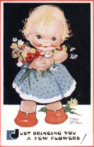 Little Girl Holding Flowers Mabel Lucie Attwell