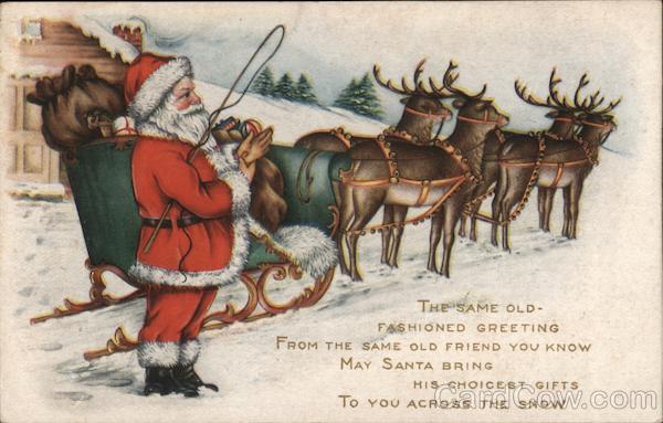 Santa and Sleigh with Reindeer Santa Claus