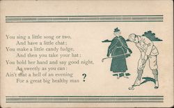 Woman And Man Play Golf Postcard