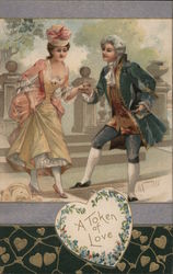 A Token of Love - A Man Helping a Woman Down Stairs Postcard