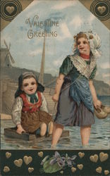 Valentine Greeting Children Postcard Postcard Postcard