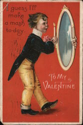 To My Valentine - A Boy Looking in a Mirror Children Postcard Postcard Postcard