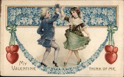 Colonial Couple Dancing: My Valentine - Think of Me Postcard