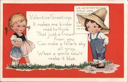 Valentine Greetings: Boy and Girl Children Postcard Postcard Postcard
