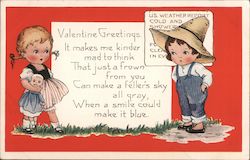 Valentine Greetings: Boy and Girl Postcard