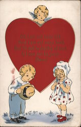 A boy, girl, cupid and heart Postcard
