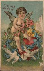 To My Sweet Valentine Cupid Postcard Postcard Postcard