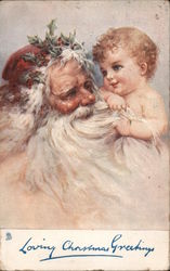 Christmas Greetings - Santa with Infant Postcard