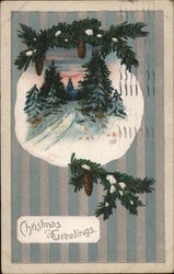 Winter Scene: Christmas Greetings Postcard