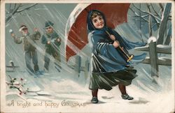 A Bright and Happy Christmas Postcard