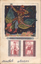 Pan Twardowski, Polish Folklore Postcard