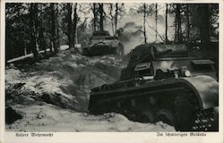German Military Tanks Traveling Through the Snow Postcard