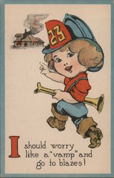 Little Girl Fireman Postcard
