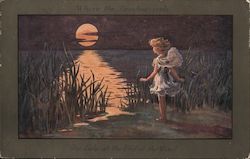 Where the Rainbow Visits the Lake at the End of the Wind: Girl on Edge of Water Postcard