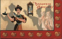 Hallowe'en Greetings Halloween Postcard Postcard Postcard