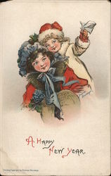 A Happy New Year - 2 Girls Hugging Each Other Postcard
