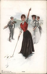 Woman Golfer Women Postcard Postcard Postcard