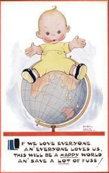 Baby Sitting on Globe Postcard