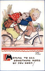 Hoping to See Something More of you Soon! Two Boys Riding a Bike Postcard