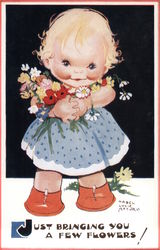 Little Girl Holding Flowers Postcard