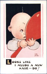 Baby Looking in Mirror Mabel Lucie Attwell Postcard Postcard Postcard