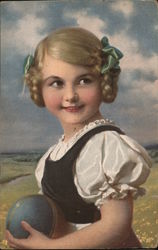 A Little Girl Holding a Ball Postcard