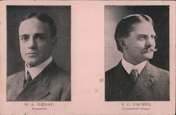 W. A. Sunday, Evangelist and F.G. Fischer, Evangelistic Singer Postcard