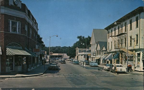 View of Hingham's Shopping District From South Street Massachusetts
