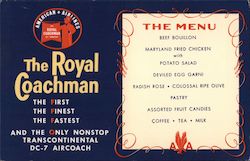 The Royal Coachman, Transcontinental DC-7 Aircoach Airline Advertising Postcard Postcard Postcard