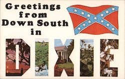 Greetings From Down South in Dixie Flags Postcard Postcard Postcard