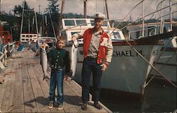 2 Successful Salmon Fishermen Postcard