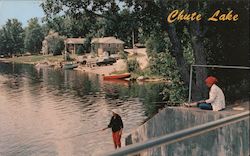 Chute Lake Dam, Field House and Beach Mountain Postcard