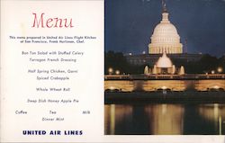 United Airlines Menu Postcard