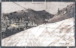 View of ski lift on way to Squaw Peak - Site for 1960 Winter Olympics Postcard