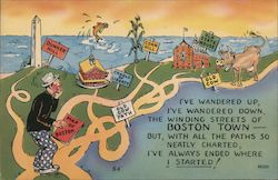 Funny Map of Boston Postcard