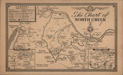 Ski Chart of North Creek New York Postcard Postcard Postcard