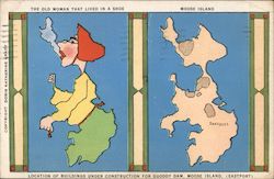 Map of Moose Island "The old Woman That Lived in a Shoe" Postcard