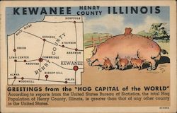 Hog Capital of the World Kewanee, IL Postcard Postcard Postcard