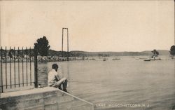 Fisherman and Water View, Lake Musconetcong New Jersey Postcard Postcard Postcard